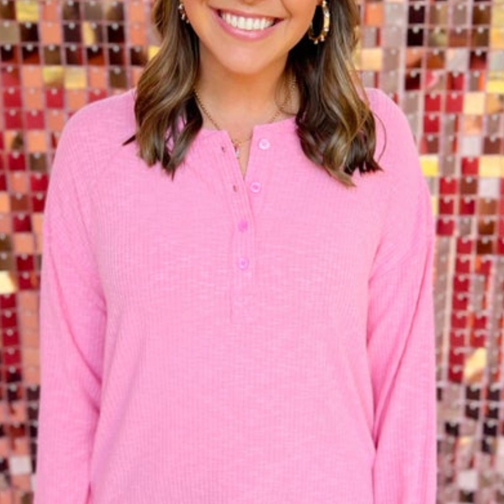 Basic Women's Top Ribbed Pink L (12/14)
